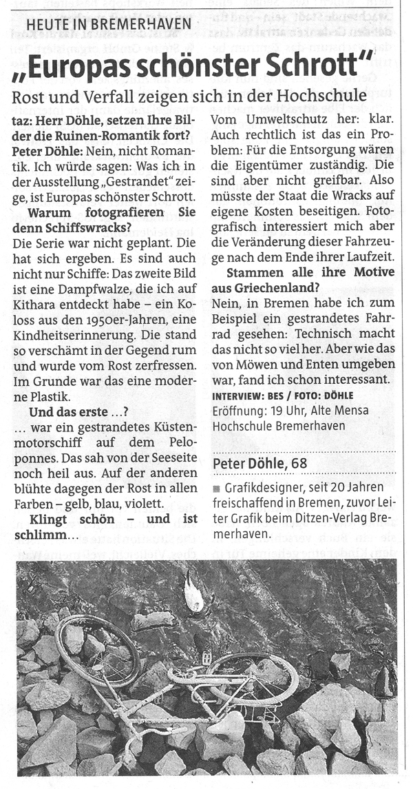 Artikel in der Taz, Bremen vom 14.8.2009